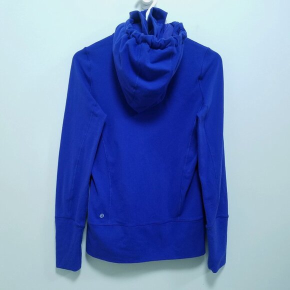 Lululemon In Stride Hoodie 6 Small Blue Striped Thumbholes Sweater Zipper Double - Picture 4 of 13